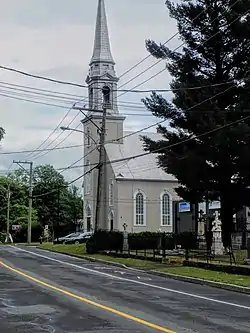 Catholic church and cemetery.