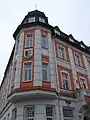 Massive oriel window of District Office in Świdwin, Poland