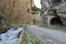 Section of the restored road in the gorge