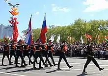 Troops of the division during a parade in Minsk in 2015