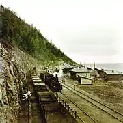 Steam locomotive on the Circum-Baikal Railroad