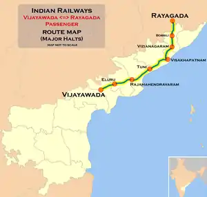 (Vijayawada - Rayagada) express train route map