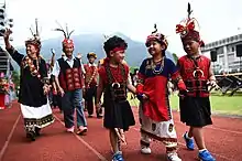 Paiwan and Rukai people in Sandimen, Pingtung County, Taiwan celebrate a harvest festival in traditional dress