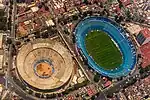 Stadium (right) from the air