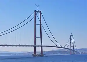 The Çanakkale 1915 Bridge on the Dardanelles strait, connecting Europe and Asia, is the longest suspension bridge in the world.