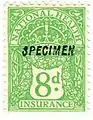 United Kingdom 1920 8d national health insurance stamp overprinted SPECIMEN