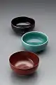 Tenmoku Soup Bowl (back), Celadon Soup Bowl (center), Red Iron Soup Bowl (front) (1972)