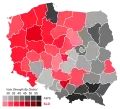 Results of the Sejm election, showing vote strength by electoral district.