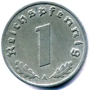 Wartime zinc 1 Reichspfennig (reverse)