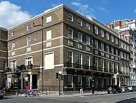 20-21 Portman Square, built by James and Samuel Wyatt. The white panels are Coade Stone.(See "Portman Square")