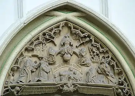 16th-century iconoclasm in the Protestant Reformation. Relief statues in St. Stevenskerk in Nijmegen, Netherlands, were attacked and defaced by Calvinists in the Beeldenstorm.