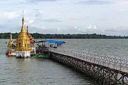 Aunt Ta Ku pagoda, built on a pier in the lake