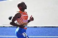 A sprinter warming up on the race track, 2018