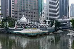 View of the mosque at the confluence of Gombak and Klang rivers