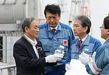 Image 102In 2020, Japanese Prime Minister Suga declined to drink the bottle of Fukushima's treated radioactive water that he was holding, which would otherwise be discharged to the Pacific. (from Pacific Ocean)