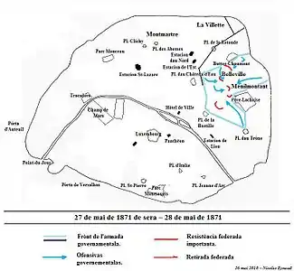 The last major fighting took place near the Pere Lachaise cemetery, the Buttes-Chaumont and Belleville