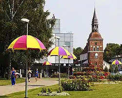 City centre with St. Simon's Church behind