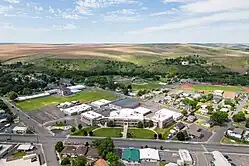 Mac-Hi and surrounding area as it appeared in May 2023. The 1909 Central School building that originally housed the high school is in the middle left.