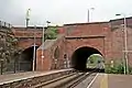 The A5090 road bridge, at the end of the platform