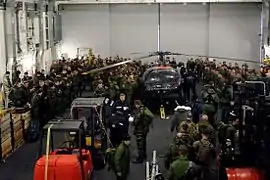 Aviation hangar of the Rotterdam-class HNLMS Johan de Witt