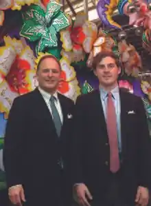 Barry Kern (left) and Fitz Kern (right), 3rd and 4th generation at Kern Studios. Barry Kern is the current president and CEO of Kern Studios and Mardi Gras World.