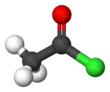 Ball-and-stick model of acetyl chloride