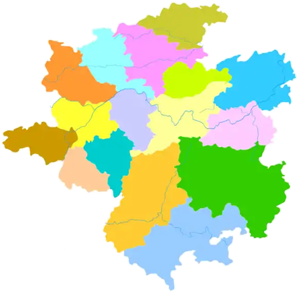 Majiang is the westernmost division in this map of Qiandongnan