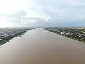 Aerial View of Bassac River at Takhmao