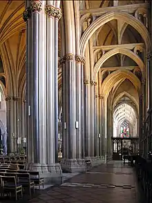 Skeleton-vault in aisle of Bristol Cathedral (c. 1311–1340)