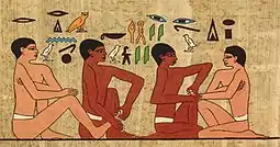 Wall painting from 2330 BC found in a tomb shows people with painted nails