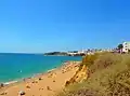 Looking to the west along the beach from the cliff top.