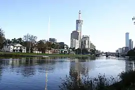 Boathouses on the Yarra River in Alexandra Gardens, Melbourne, Australia