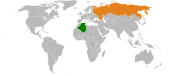 Map indicating locations of Algeria and Russia