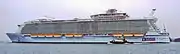 Allure of the Seas leaving STX shipyard, Turku, Finland, with her two funnels retracted.