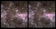 Infrared view of IC 1590 as seen by WISE. The left image uses Allwise Atlas images and the right image use unWISE coadds.