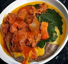 Amala and gbegiri with ewedu soup