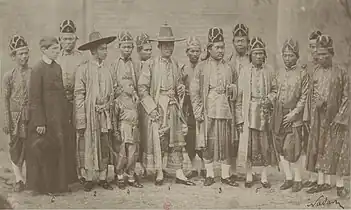 Photograph of the Siamese embassy to France in 1861, wearing the formal clothing of the early Rattanakosin period