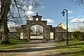 Churchyard wall with gate