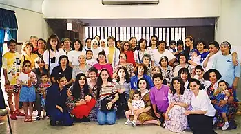 Church members exhibiting assorted fashion trends, Amman, 1998