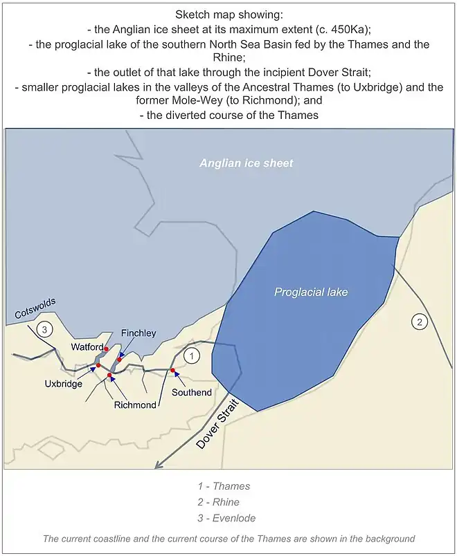 Ancestral Thames during the Anglian glaciation.