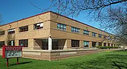 Long, two-story brick building