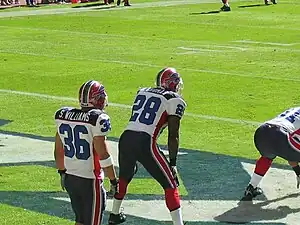 Anthony Thomas (#28) and Shaud Williams .(#36)