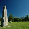 Runestone and some of the line of stones marking Eriksgata