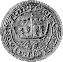 Black and white photo of a mediaeval seal