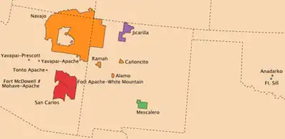 Map showing the Jicarilla Apache Reservation