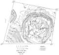 Topographic map of Green M crater based on Apollo 10 photography