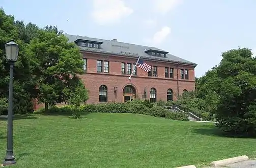 The Arnold Arboretum headquarters, the Hunnewell Building named after Horatio Hollis Hunnewell, designed by Longfellow, Alden & Harlow in 1892.