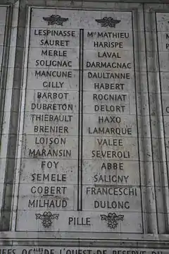 Photo of stone columns 35 and 36 under the Arc de Triomphe.