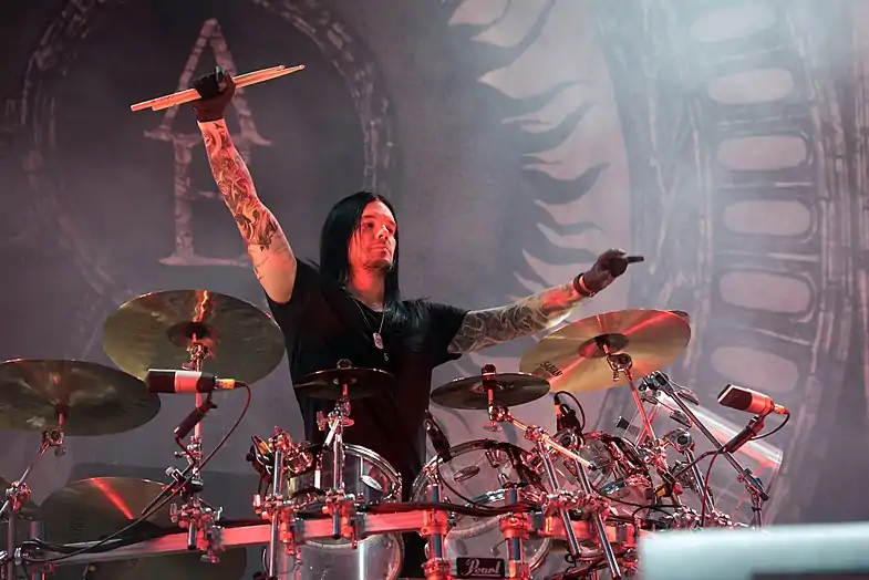 Erlandsson performing with Arch Enemy in 2016