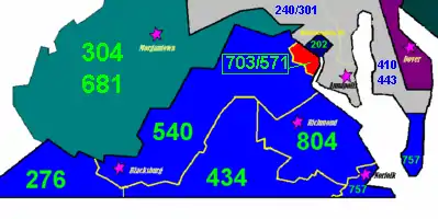 area codes 571 and 703